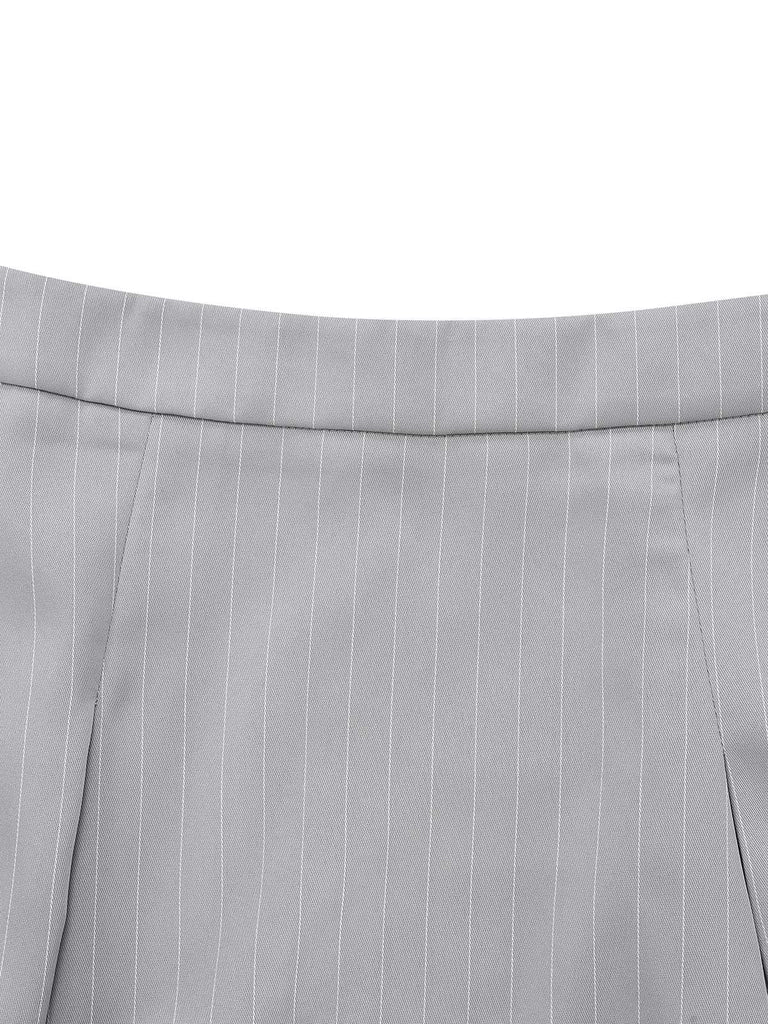 2PCS 1940s Stripe Sleeveless Vest & Midi Skirt - vintage skirt, retro style