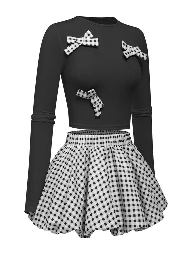 2PCS 1950s Bow Solid Top | 1950s | vintage skirt, retro style