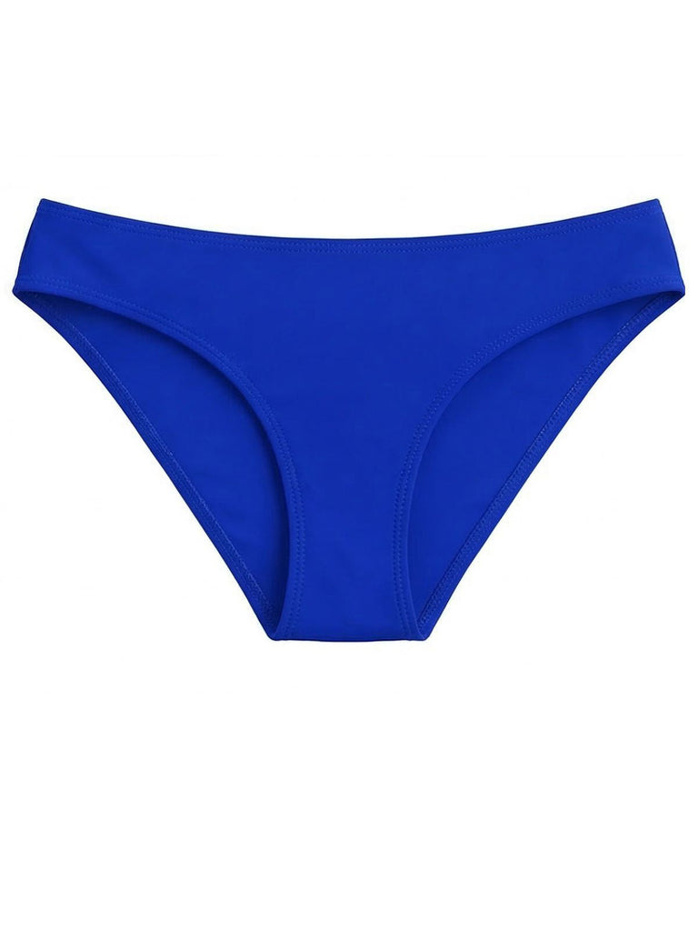 2PCS Blue 1950s Contrast Trim Cross-Back Bikini Set & Cover-Up - vintage swimsuit, pin-up swimwear for vintage lovers