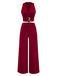 2PCS 1950s Deep-V Belted Detail Vest & Solid Pants - vintage fashion, retro style