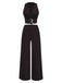 2PCS 1950s Deep-V Belted Detail Vest & Solid Pants - vintage fashion, retro style