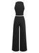 2PCS 1950s Deep-V Belted Detail Vest & Solid Pants - vintage fashion, retro style