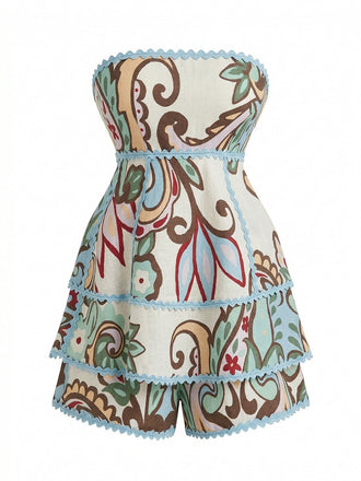 1950s High Waist Sleeveless Set Shorts Set