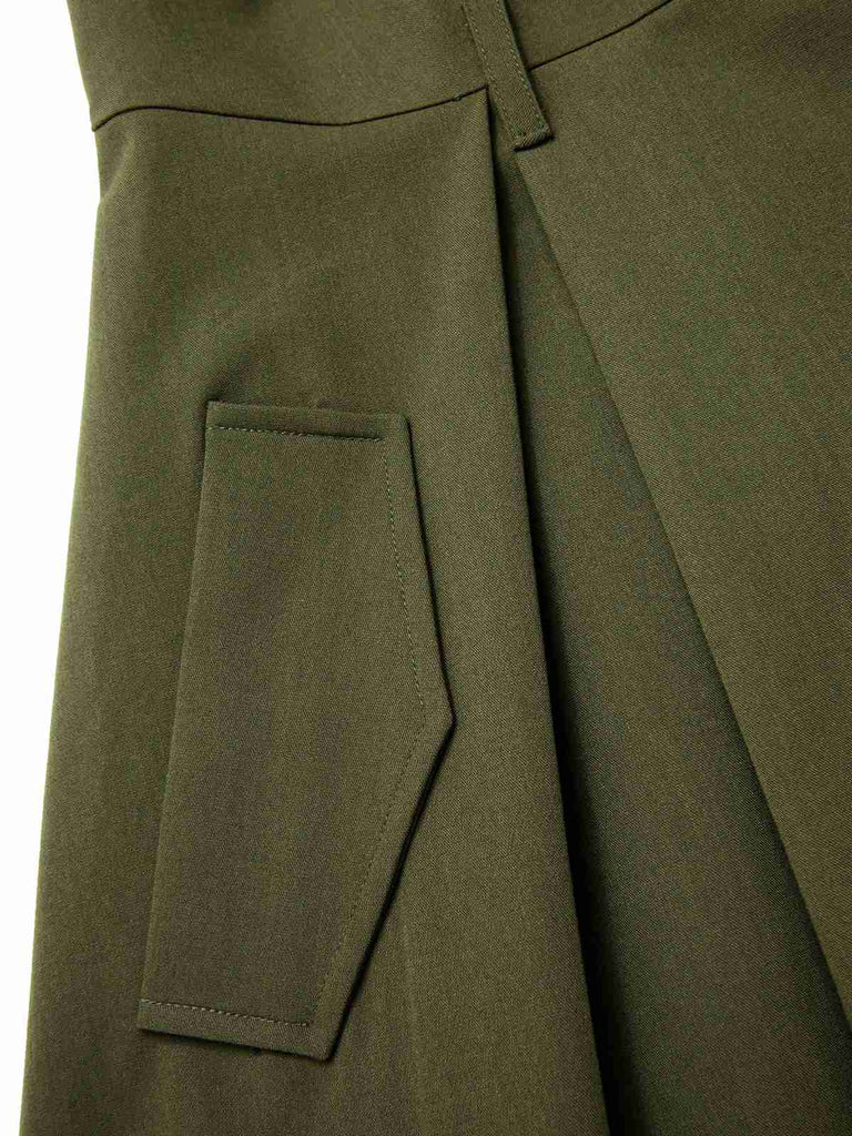 Retro Stage Green 1950s V-Neck Pockets Belted Vest Dress