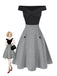 2PCS 1950s Off-Shoulder Top & Pocket Plaids Skirt - vintage skirt, retro style