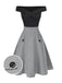 2PCS 1950s Off-Shoulder Top & Pocket Plaids Skirt - vintage skirt, retro style