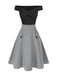 2PCS 1950s Off-Shoulder Top & Pocket Plaids Skirt - vintage skirt, retro style