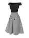 2PCS 1950s Off-Shoulder Top & Pocket Plaids Skirt - vintage skirt, retro style