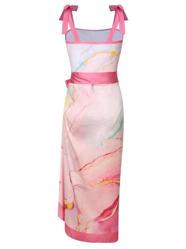 2PCS 1950s Pink Print Swimsuit & Cover-Up, vintage swimsuit, pin-up swimwear - perfect for women who love vintage and retro fashion
