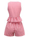 2PCS 1950s Plaid Ruffled Bow Vest & Shorts - vintage fashion, retro style