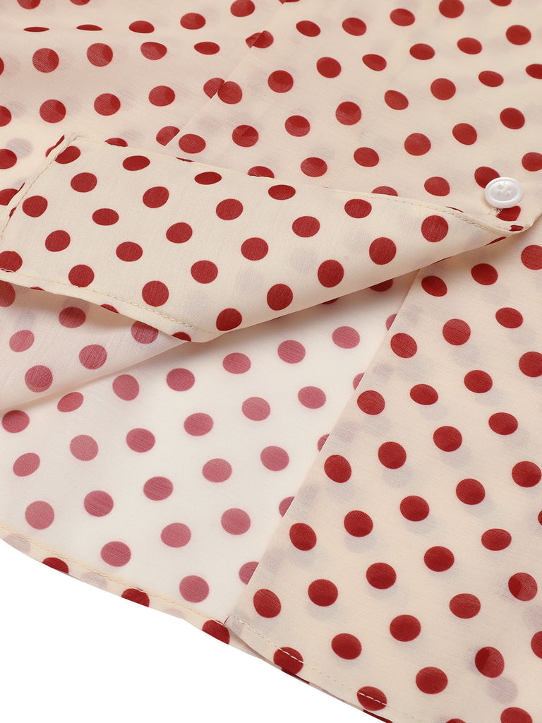 2PCS 1950s Red Polka Dot Blouse & Burgundy Pants — vintage elegance for the modern woman