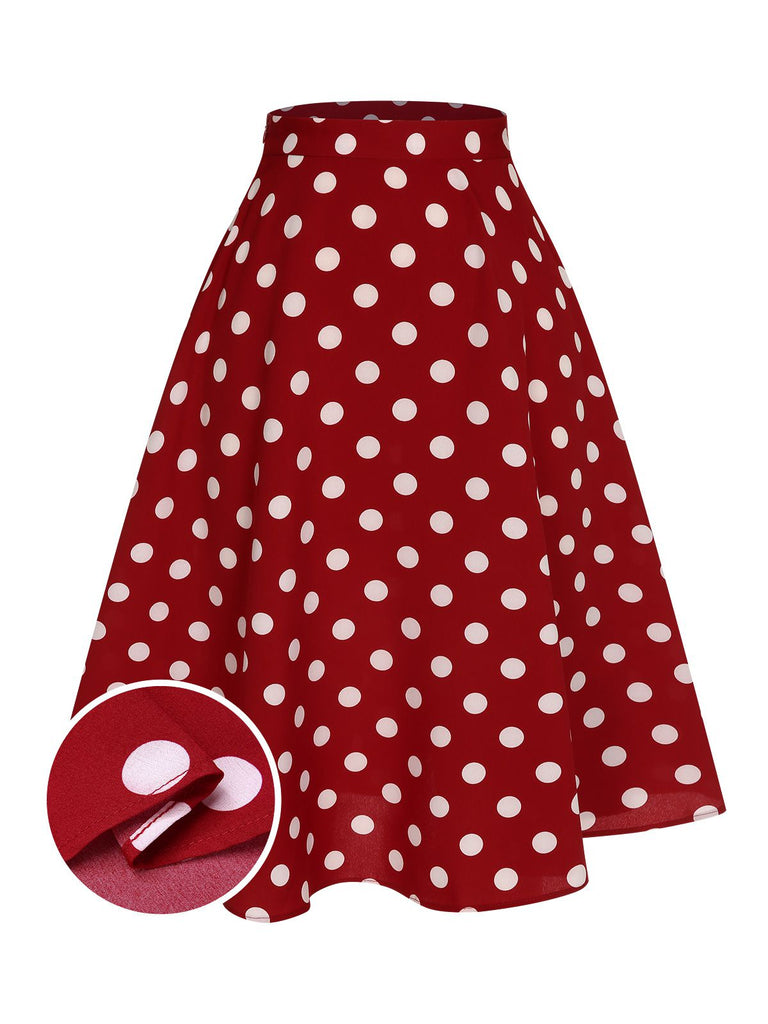 2PCS 1950s Solid Blouse & Polka Dot Skirt: a 1950s classic that whispers rather than shouts