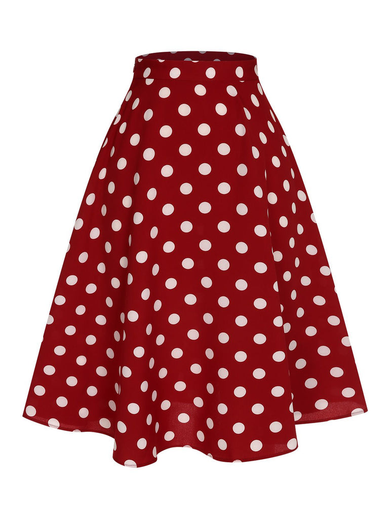 This 2PCS 1950s Solid Blouse & Polka Dot Skirt brings 1950s soul to her everyday