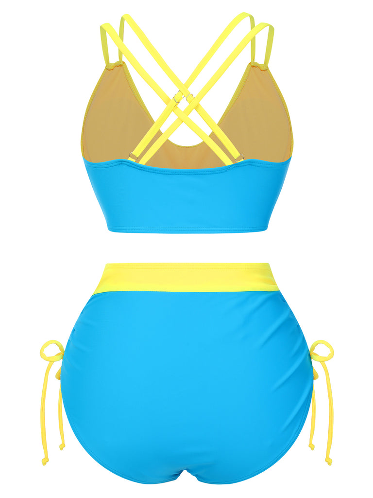 2PCS 1950s Solid Knot Patchwork | 1950s | vintage swimsuit, retro beachwear