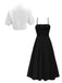 2PCS 1950s Spaghetti Strap Smocked Midi Dress & Cropped Shirt, vintage dress, retro fashion, rockabilly, pin-up fashion - perfect for women who love vintage and retro fashion