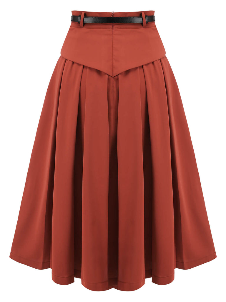2PCS 1950s Striped Blouse & Pleated Skirt: timeless style reimagined