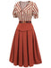 2PCS 1950s Striped Blouse & Pleated Skirt: timeless style reimagined