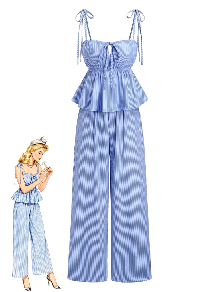 Light Blue 1950s Vintage Retro Pants