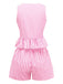 2PCS 1950s Plaid Ruffled Bow Vest & Shorts, vintage fashion, retro style - perfect for women who love vintage and retro fashion