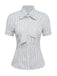 2PCS 1960s Bow-Neck Pinstripe Blouse & Denim Skirt: beautiful vintage skirt, retro style, swing skirt with timeless appeal