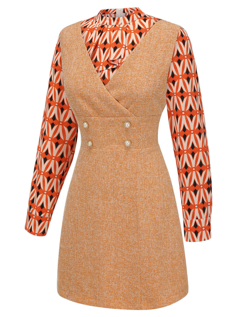 2PCS 1960s Orange Blouse & Tweed Mini Dress, vintage dress, retro fashion - perfect for women who love vintage and retro fashion