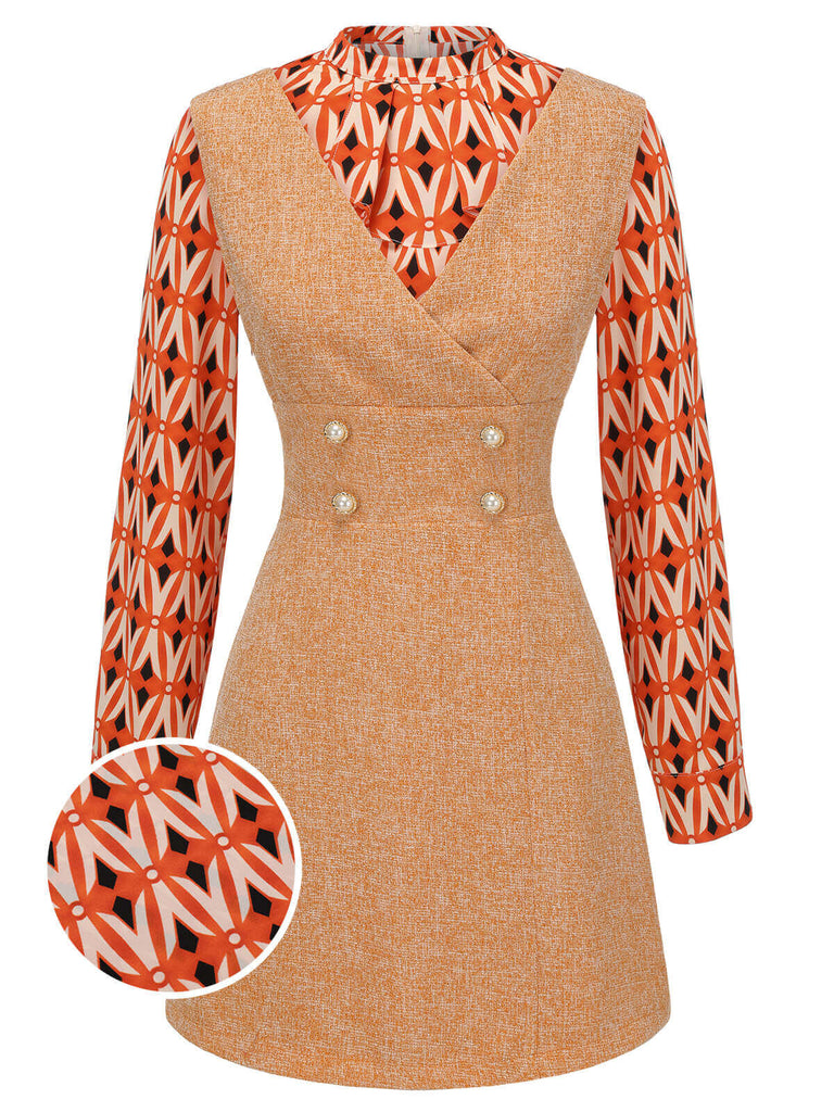 2PCS 1960s Orange Blouse & Tweed Mini Dress: timeless style reimagined