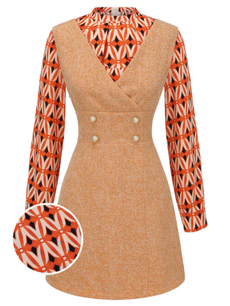 2PCS 1960s Orange Blouse & Tweed Mini Dress: timeless style reimagined