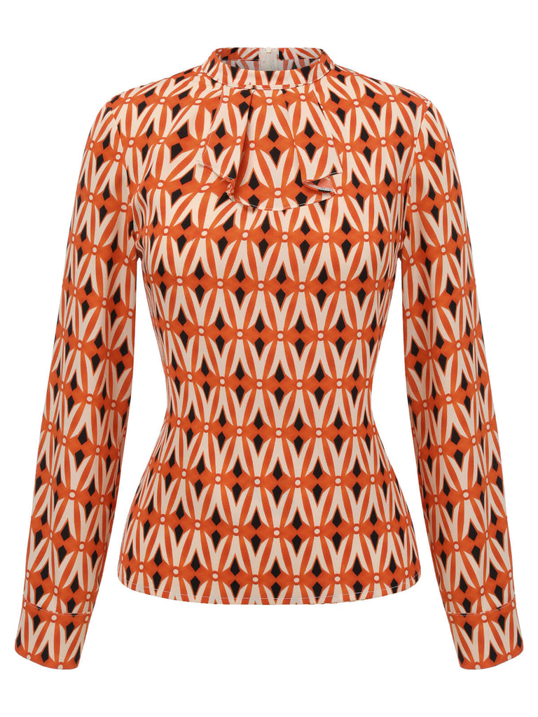 orange dress blouse Orange Satin Shirt & Brocade Floral Gown