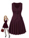 She pairs this 2PCS 1960s Pinstripes Top & Pleated Skirt with confidence and 1960s charm