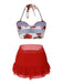 This 2PCS 1960s Roses Halter Swimsuit & Skirt Cover-Up carries 1960s vacation dreams in every stitch