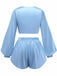 2PCS 1960s Satin Tie-Front Crop Top & Shorts - vintage fashion, retro style