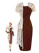 2PCS 1960s Solid Bodycon Dress & Floral Outwear: timeless style reimagined