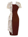 2PCS 1960s Solid Bodycon Dress & Floral Outwear — vintage elegance for the modern woman