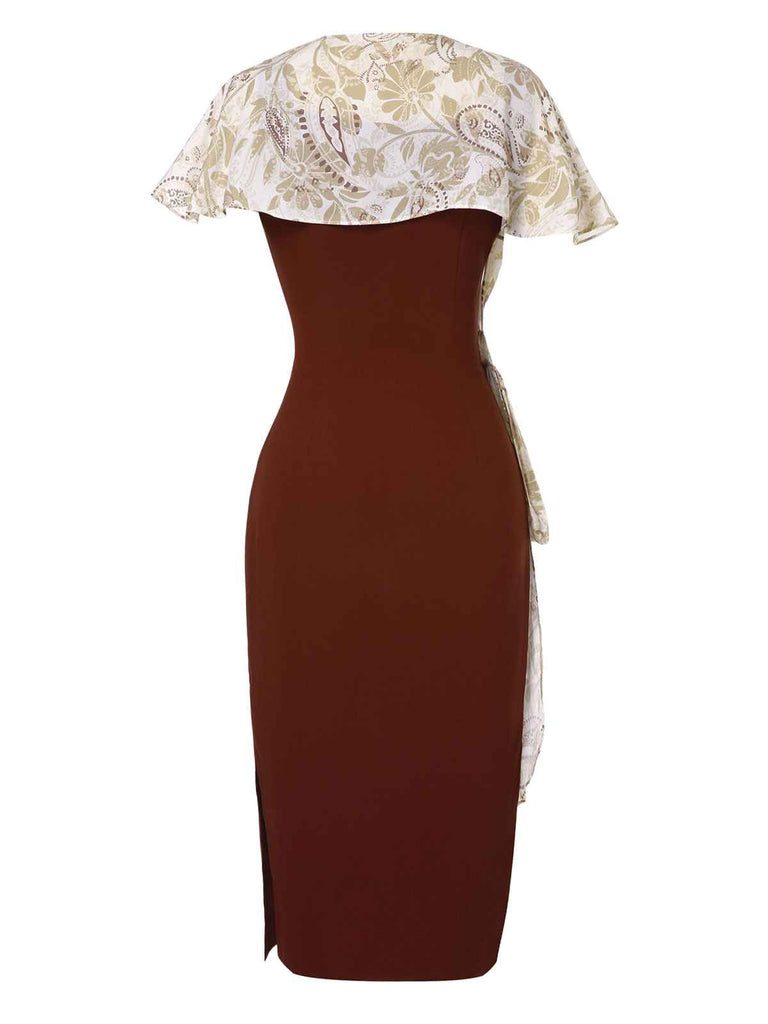 2PCS 1960s Solid Bodycon Dress & Floral Outwear — vintage elegance for the modern woman
