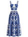 1940s Print Spaghetti Strap Skirt Set 3
