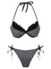 2PCS 1960s Striped Halter Bikini Set & Tiered Cover-Up - vintage swimwear, retro swimsuit, pin-up style for vintage lovers