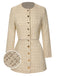 She throws on this 2PCS 1960s Tweed Cropped Coat & A-Line Skirt and the city feels like 1960s Paris
