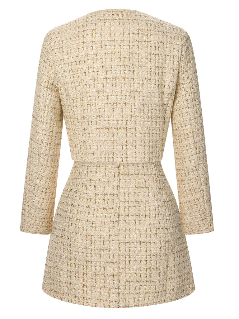 2PCS 1960s Tweed Cropped Coat & A-Line Skirt — 1960s style that speaks before she does