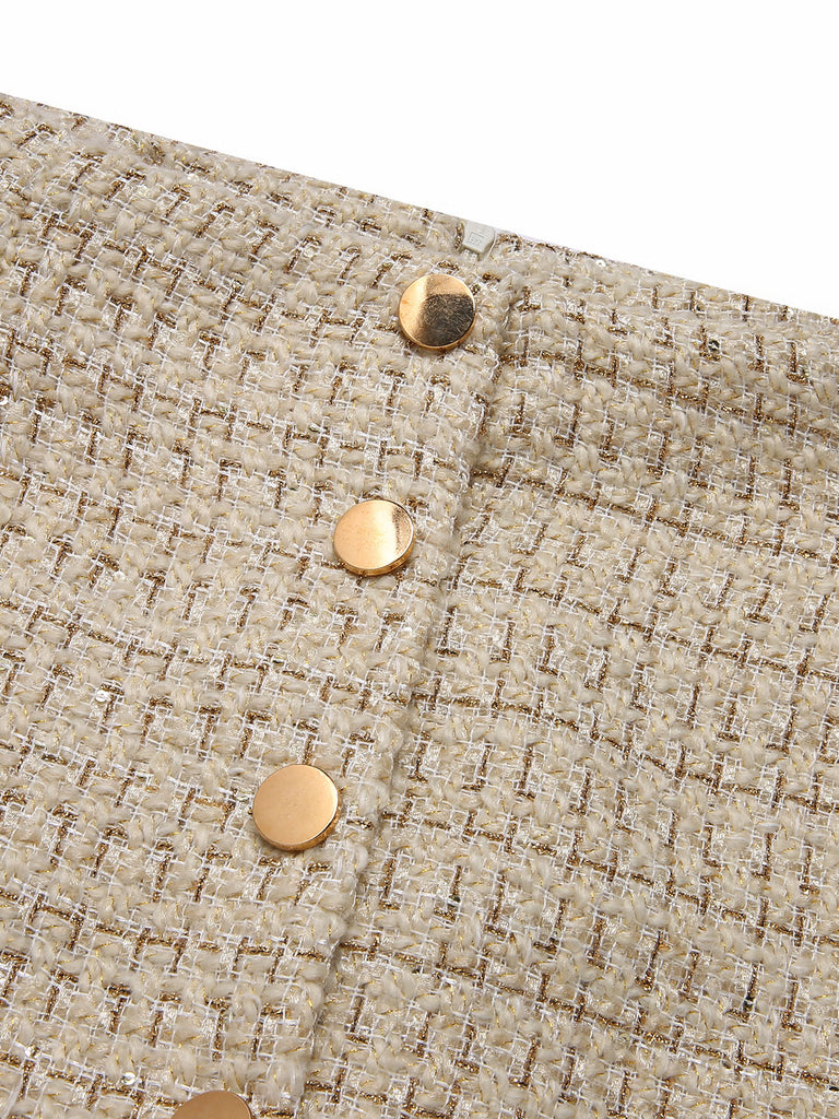 2PCS 1960s Tweed Cropped Coat & A-Line Skirt — 1960s sophistication that wraps her in quiet power