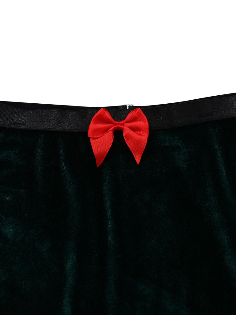2PCS 1970 Christmas Velvet Top & Skirt Set - vintage skirt, retro style