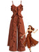 Brown 1970s Lace Cutout Pants Set