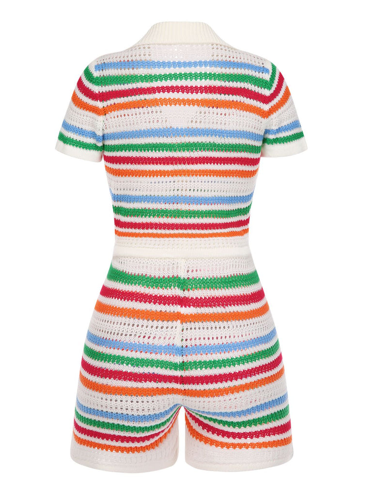 2PCS 1970s Knitted Striped Top | 1970s | vintage blouse, retro top
