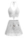 2PCS 1980s Solid Crochet Cover Up Set, bohemian cover up, beach wear - perfect for women who love vintage and retro fashion