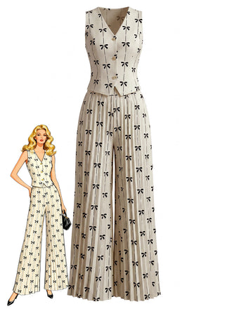 Beige 1940s Pants Set