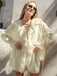 2PCS Beige 1940s Ruffle Lace-up Cardigan & Shorts Set - vintage fashion, retro style, classic elegance for vintage lovers