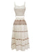 2PCS Beige 1970s Bohemian Fringe Strap Top & Skirt: a 1970s classic that whispers rather than shouts