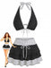 2PCS Black 1940s Polka Dot Halter Bikini Set & Cover-Up - vintage swimsuit, pin-up swimwear for vintage lovers
