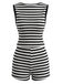 2PCS Black 1940s Striped Sleeveless Top & Hight Waist Shorts, vintage top, retro blouse - perfect for women who love vintage and retro fashion
