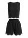 Black 1950s Round Neck Shorts Set, vintage fashion, retro style - perfect for women who love vintage and retro fashion