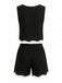 Black 1950s Round Neck Shorts Set, vintage fashion, retro style - perfect for women who love vintage and retro fashion